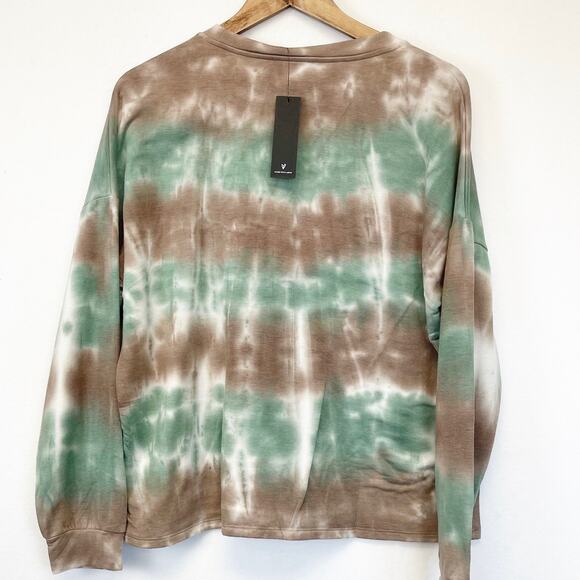 Lulus Womens‎ M Iconic Moves Tie Dye Sweatshirt Brown Green Slouchy Hippie USA - Picture 2 of 9